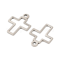 変色しない201ステンレススチールペンダント  クロスチャーム  ステンレス鋼色  20.5x15x0.8mm  穴：1.8mm&nbsp;STAS-Z049-01P