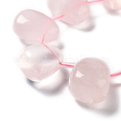 天然石ローズクォーツビーズ連売り  ティアドロップ  トップ掘削  22.5~26x14.5~19x12~14.5mm  穴：0.9mm  約8~9個/連  7.48''~8.66''（19~22センチメートル）&nbsp;G-P528-E05-01