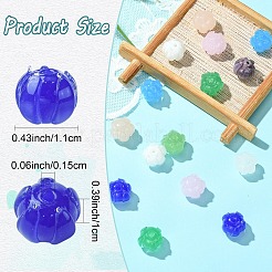 18個9色透明ガラスビーズ  花  ミックスカラー  11x10mm  穴：1.5mm  2個/カラー&nbsp;GLAA-YW0005-16