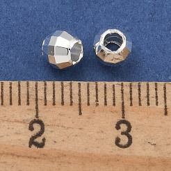 ラックメッキの丸い真鍮ビーズ  長持ちメッキ  カドミウムフリー＆鉛フリー  多面カット  銀  4.5mm  穴：2mm&nbsp;FIND-M036-01C-S