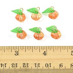 ガラスとアクリルのペンダント20色2個  カボチャ  304ステンレススチール製金具付き  オレンジ  14mm  穴：3mm  10個/カラー&nbsp;PALLOY-FS00051