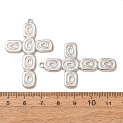 304ステンレスペンダント  幾何学的な楕円形の十字架チャーム  ステンレス鋼色  48x31x2mm  穴：2mm&nbsp;SA-CBABD1E-19P