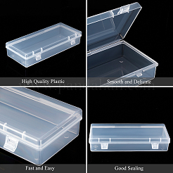 10個の透明なプラスチックビーズ容器  ヒンジ付き蓋付き  長方形  透明  15.5x6.5x3cm&nbsp;CON-BC0002-25