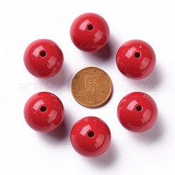 不透明なアクリルビーズ  ラウンド  ファイヤーブリック  20x19mm  穴：3mm&nbsp;X-MACR-S370-C20mm-A14