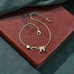 Brass Micro Pave Clear Cubic Zirconia Link Bracelets&nbsp;BJEW-U020-18G
