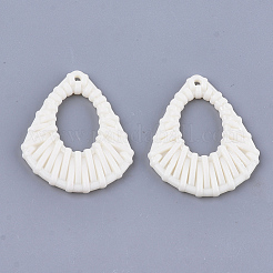 アクリルパーツ  模造ラタン編み風  凧  乳白色  41x34x4mm  穴：1.8mm&nbsp;X-OACR-T010-11C