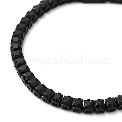 ブラックキュービックジルコニアテニスブレスレット  304ステンレススチールスクエアリンクチェーンブレスレット  ブラック  7-1/2インチ（19~19.2cm）&nbsp;BJEW-M301-01EB