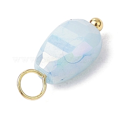 メロンの種  真鍮のループを有します  ゴールドカラー  多面カット  ライトブルー  20mm  穴：13.5x6x4.5mm  3個/セット&nbsp;PALLOY-JF03952-04