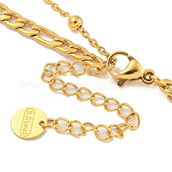 304ステンレススチール二重層ネックレス  ペンダントネックレス  蝶  15.83~16.02インチ（40.2~40.7cm）&nbsp;NJEW-P311-01E-G