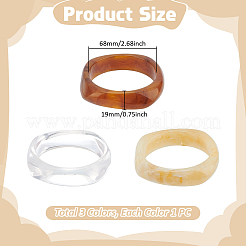 女性用イミテーションマーブルアクリルバングルセット（3スタイル）3個  ミックスカラー  内径：2-5/8インチ（6.8cm）  1個/スタイル&nbsp;BJEW-FI0001-11