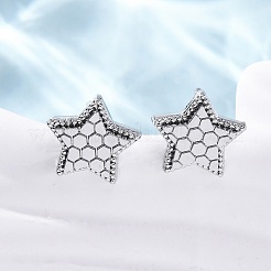 真鍮製スタンドピアス  スター  プラチナメッキ  11x11mm&nbsp;EJEW-D288-14P