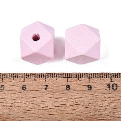 スプレー塗装ウッドヨーロッパビーズ  大穴ビーズ  ポリゴン  ミスティローズ  16x15x15mm  穴：4mm&nbsp;WOOD-F017-07C