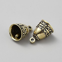 真鍮製ベルペンダント  アンティークブロンズ  28x19.5mm  穴：3.5mm&nbsp;FIND-WH0152-846