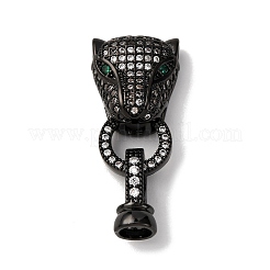 真鍮製マイクロパヴェキュービックジルコニア折りたたみ式クラスプ  ヒョウ  ミックスカラー  32mm&nbsp;ZIRC-L062-K01-M-1