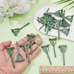 鉄とプラスチックのブローチ金具20個  濃い緑  68x32x10mm&nbsp;JEWB-SC0001-97