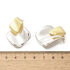 女性用真鍮菱形スタッドピアス  ゴールデン＆シルバー  33.5x28mm&nbsp;LS-EJEW-A121-14