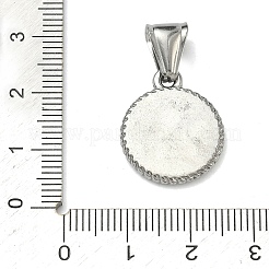 304ステンレスペンダント  天使のメダリオンチャーム付きフラットラウンド  ステンレス鋼色  20x17x2mm  穴：4x9mm&nbsp;STAS-D225-09P