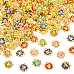 200本合金ラインストーンカボション  花  ミックスカラー  12x5mm&nbsp;FIND-TA0008-43