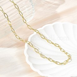 真鍮ペーパークリップチェーンネックレス  長持ちメッキ  ラックめっき  鉛フリー＆カドミウムフリー  18KGP本金メッキ  16.93インチ（43cm）&nbsp;NJEW-A042-03G