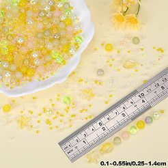 ガラスビーズ  ラウンド＆ヒトデ＆フィッシュ＆ロンデル  混合スタイル  きいろ  2.5~14x2.5~13.5x2~8.5mm  穴：1~1.4mm  約200~300個/袋  2袋/箱&nbsp;GLAA-SZ0001-94A