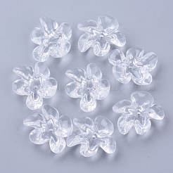 透明なアクリルビーズ  花  透明  25~26x21x8~9mm  穴：1.4mm&nbsp;X-TACR-N006-01A