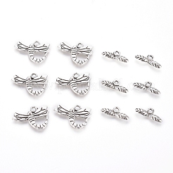 チベット風合金マンテル  トンボ  アンティークシルバー  トンボ：14x20x2mm  穴：2mm  バー：6.5x16x2mm  穴：2mm&nbsp;TIBE-L005-012AS