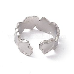 Non-Tarnish 304 Stainless Steel Heart Wrap Open Cuff Ring for Women&nbsp;RJEW-C045-15P