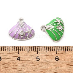合金エナメルチャーム  ラインストーン付き  貝殻の形とヒトデのチャーム  プラチナ  13x14x4mm  穴：1.4mm&nbsp;FIND-U033-05P