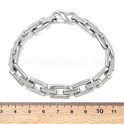 304 Stainless Steel Textured Rectangle Link Chain Bracelets&nbsp;SA-CBA2696-20P