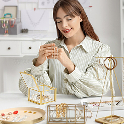 Transparent Glass Jewelry Organizer Display Cases with Metal Frame&nbsp;ODIS-WH0025-357A