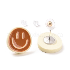 にこやかレジン スタッドピアス レディース  s925 シルバーピンとイヤーナット付き  シエナ  23.5x22mm  ピン：0.7mm&nbsp;EJEW-G305-01P