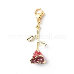 Alloy Enamel Rose Pendant Decorations&nbsp;HJEW-JM00760-01