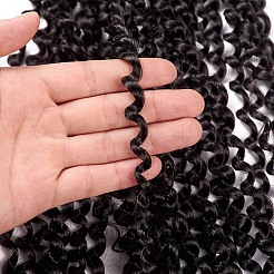 水波合成編組  長い巻き毛のドレッドヘアの拡張  低温耐熱繊維  ブラック  18インチ（45.7cm）&nbsp;OHAR-G005-16A