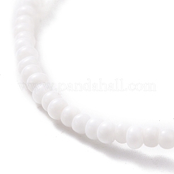 Handmade Daisy Flower Baking Paint & Dyed Glass Seed Beaded Stretch Bracelets&nbsp;BJEW-JB07668-02