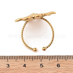 Flower 304 Stainless Steel Open Cuff Ring for Women&nbsp;LS-RJEW-M049-04G