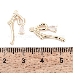 ガラスチャーム  真鍮パーツ  ちょう結びチャーム  18KGP本金メッキ  20.5x10x3mm  穴：1.4mm&nbsp;KK-F871-25G