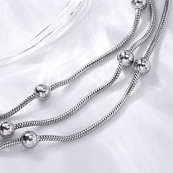 Stainless Steel Multi-strand Ball Bracelets&nbsp;BJEW-L687-01P