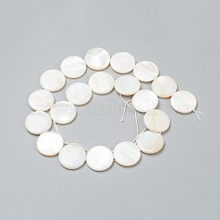 天然淡水シェルビーズ  フラットラウンド  20x3.5~4.5mm  穴：0.5mm  約20個/連  15.94インチ（40.5cm）&nbsp;BSHE-I011-01A-02