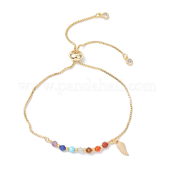 Chakra Brass Box Chain Slider Bracelets&nbsp;BJEW-JB12602-01