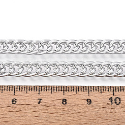 アルミカーブチェーン  溶接されていない  スプールで  プラチナ  10x6.5x1mm  約65.62フィート（20m）/ロール&nbsp;CHA-N004-08P