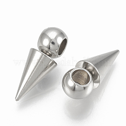 変色しない201ステンレススチールペンダント  コーン  ステンレス鋼色  16x6mm  穴：3mm&nbsp;X-STAS-S078-02