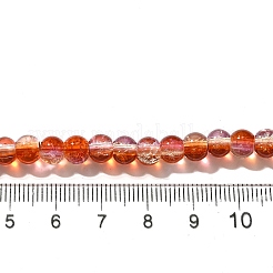 クラックガラスビーズ連売り  ラウンド  ツートン  ダークオレンジ  6~6.5mm  穴：1.2mm  約151個/連  31.42インチ（79.8cm）&nbsp;CCG-C002-6mm-05