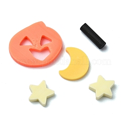 ハロウィーンの手作りポリマークレイカボション  カボチャ/星/月/柱  ミックスカラー  5.5~10x5.5~12x1mm  約20000個/1000g&nbsp;CLAY-M005-13