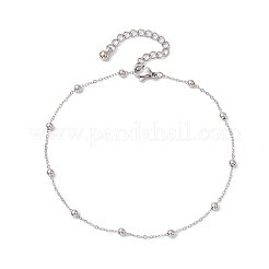304ステンレススチールボールアズキチェーンアンクレット  ステンレス鋼色  9-1/8インチ（230mm）&nbsp;AJEW-AN00643-02
