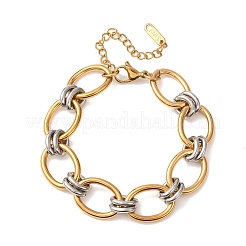 Two Tone 304 Stainless Steel Link Chain Bracelets for Women&nbsp;SA-CBA7B26-05GP-01