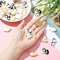 30個5スタイル不透明樹脂ペンダント  猫  プラチナアイアイピン  ミックスカラー  18.5~33.5x19.5~28.5x5.5~7.5mm  穴：2mm  6個/スタイル&nbsp;RESI-CJC0011-77