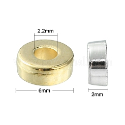 100個2色ccbプラスチックビーズ  フラットラウンド/ディスク  プラチナ＆グリーンパティーナ  6x2mm  穴：2.2mm  50個/カラー&nbsp;CCB-CJ0001-09