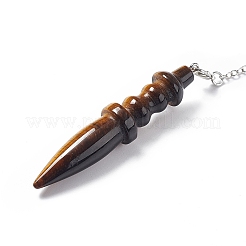 Natural Tiger Eye Pointed Dowsing Pendulums&nbsp;AJEW-B020-06P-02