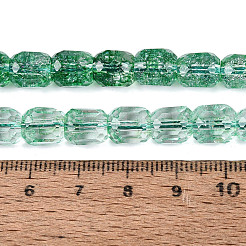 透明クラックルガラスビーズ連売り  コラム  多面カット  ミディアムシーグリーン  8~8.5x7~8mm  穴：1~1.2mm  約40~43個/連  13.78~14.57インチ（35~37cm）&nbsp;GLAA-Q108-04A-04