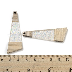 ウッドペンダント  樹脂と金箔  三角形  クリアAB  57x19x4mm  穴：2mm&nbsp;FIND-B042-01B